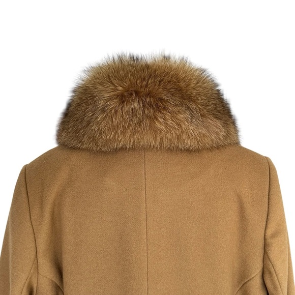 Sachi Collection Women's Dressy Fox Collar Lambswool Coat Carmel Camel Size 10P - Picture 4 of 8